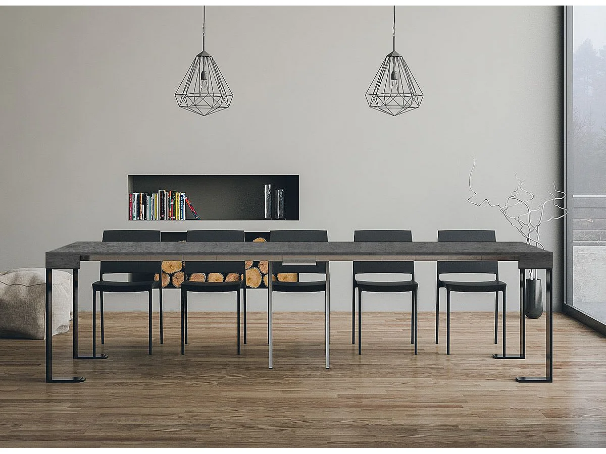 Konsola rozkładana 90x40/300 cm Tecno Cementu rama w kolorze Antracytu