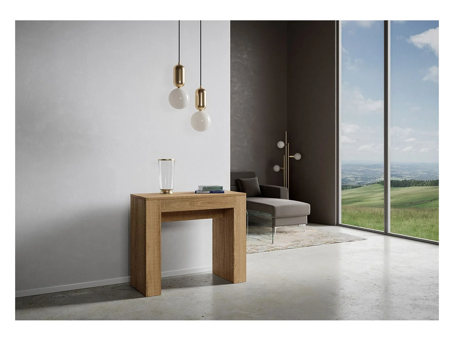 Console extensible 90x42/198 cm Modem Small Chêne Nature