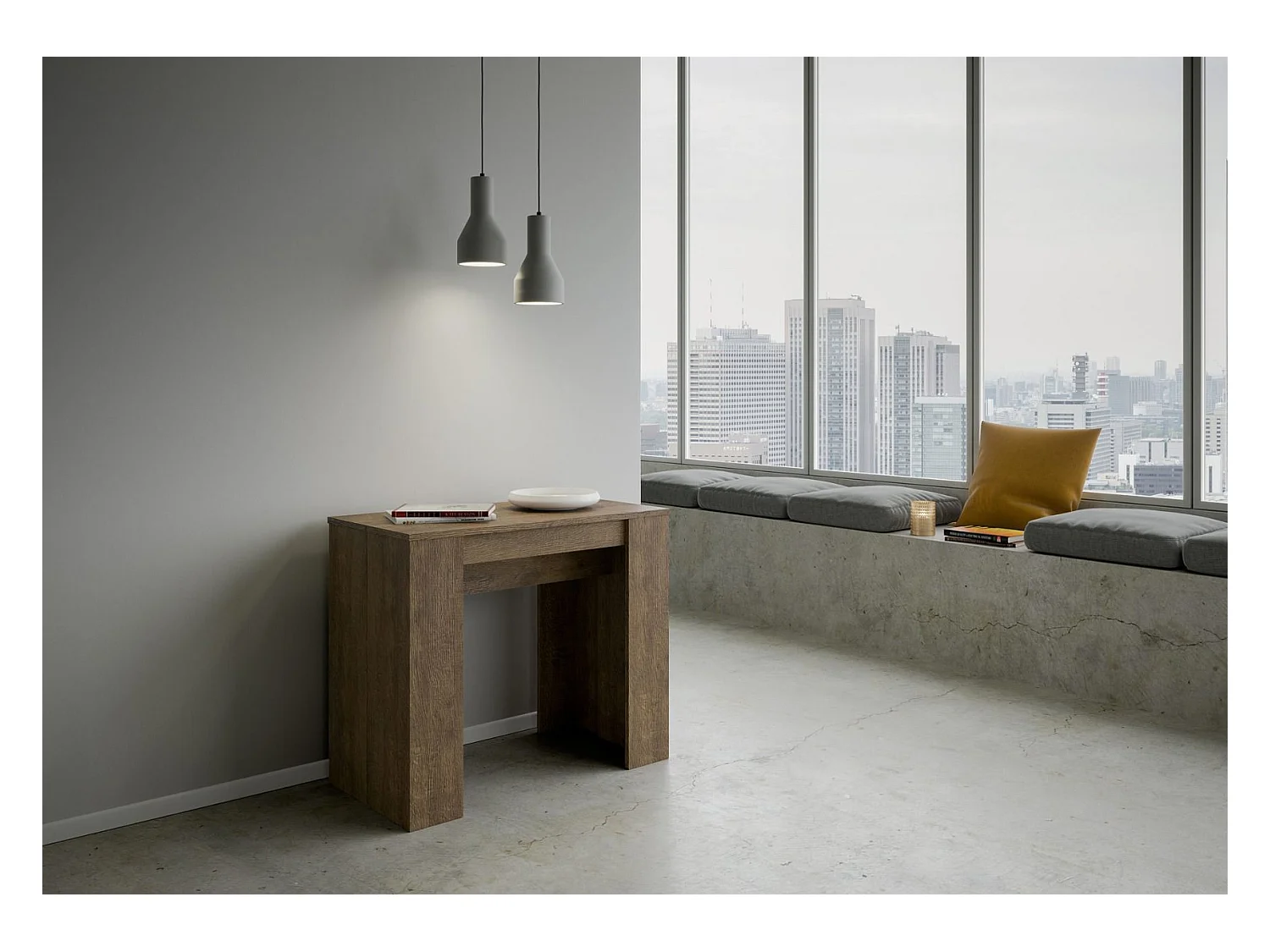 Ausziehbare Konsole 90x48/204 cm Basic Small Walnuss