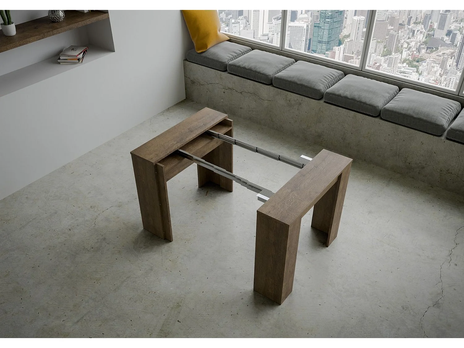 Ausziehbarer Konsolentisch 90x48/204 cm Basic Small Nussbaum