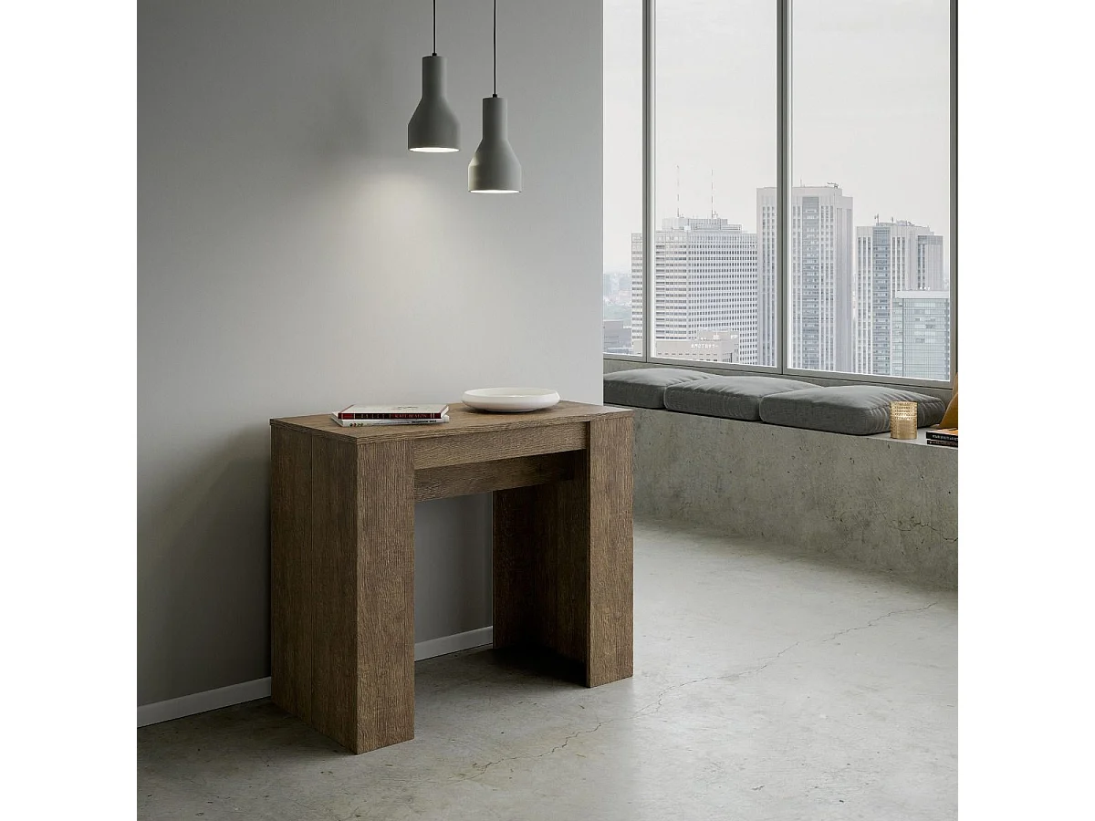 Uitschuifbare sidetable 90x48/204 cm Basic Small walnoot