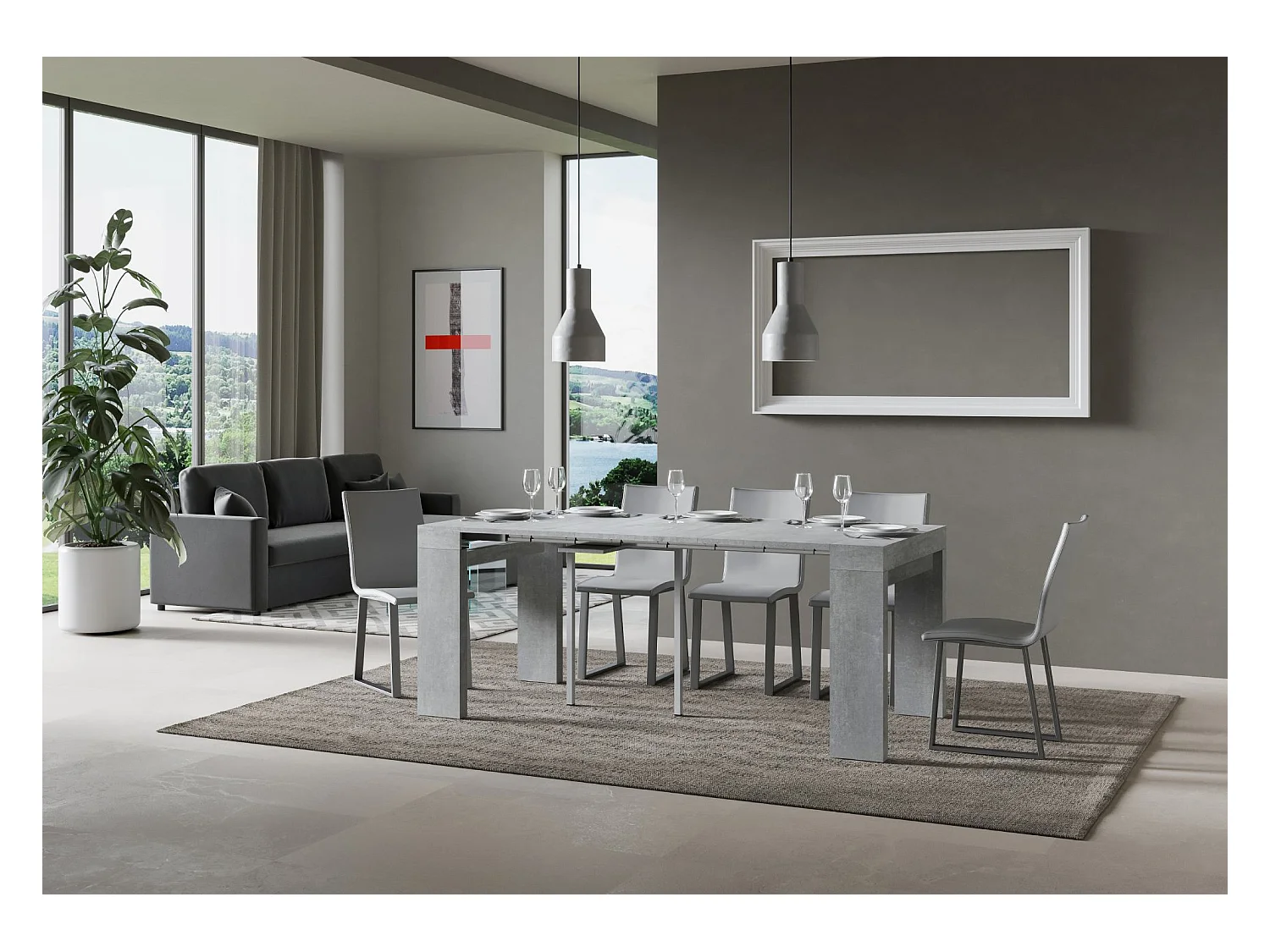 Consola extensible 90x40/300 cm Roxell Cement