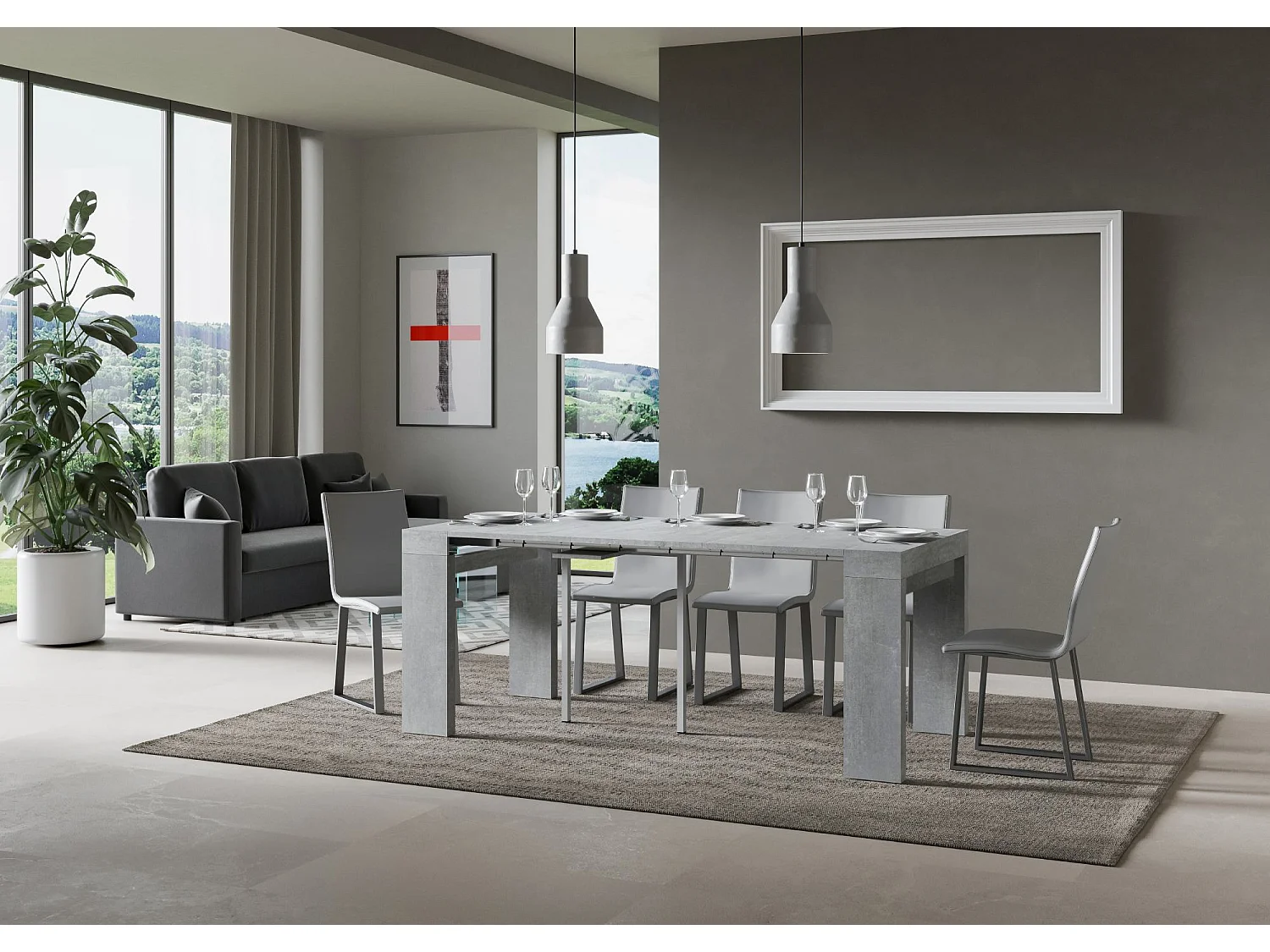 Konsola rozkładana 90x40/300 cm Roxell Cementu