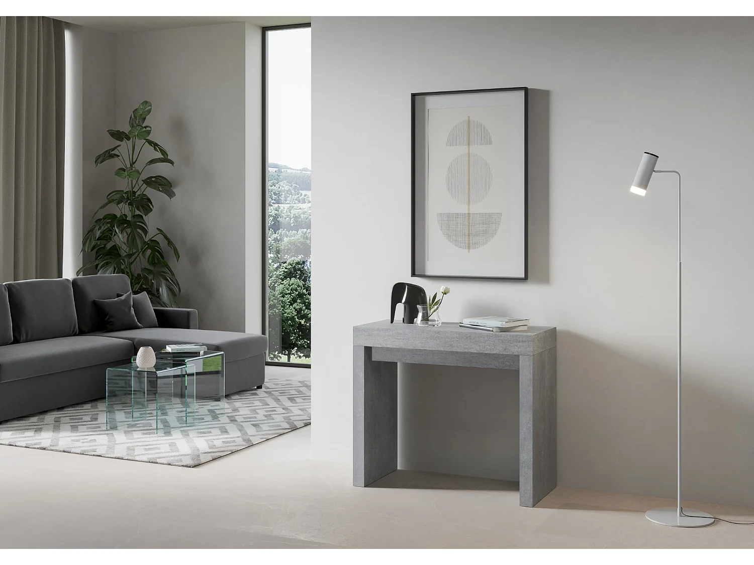 Konsola rozkładana 90x40/300 cm Roxell Cementu