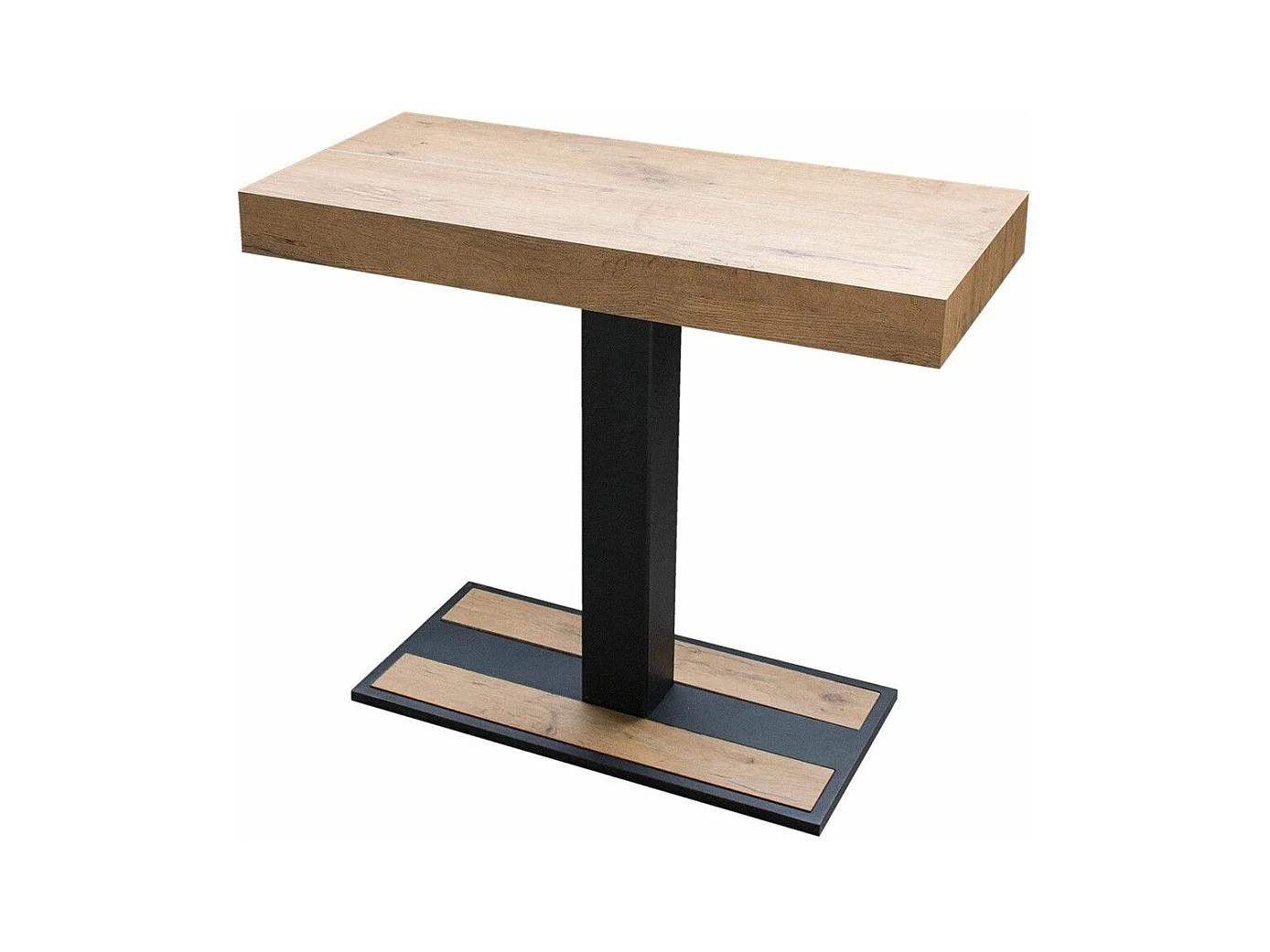 Ausziehbarer Konsolentisch 90x40/196 cm Capital Small Eiche Natur mit Eisenrahmen aus Anthrazit