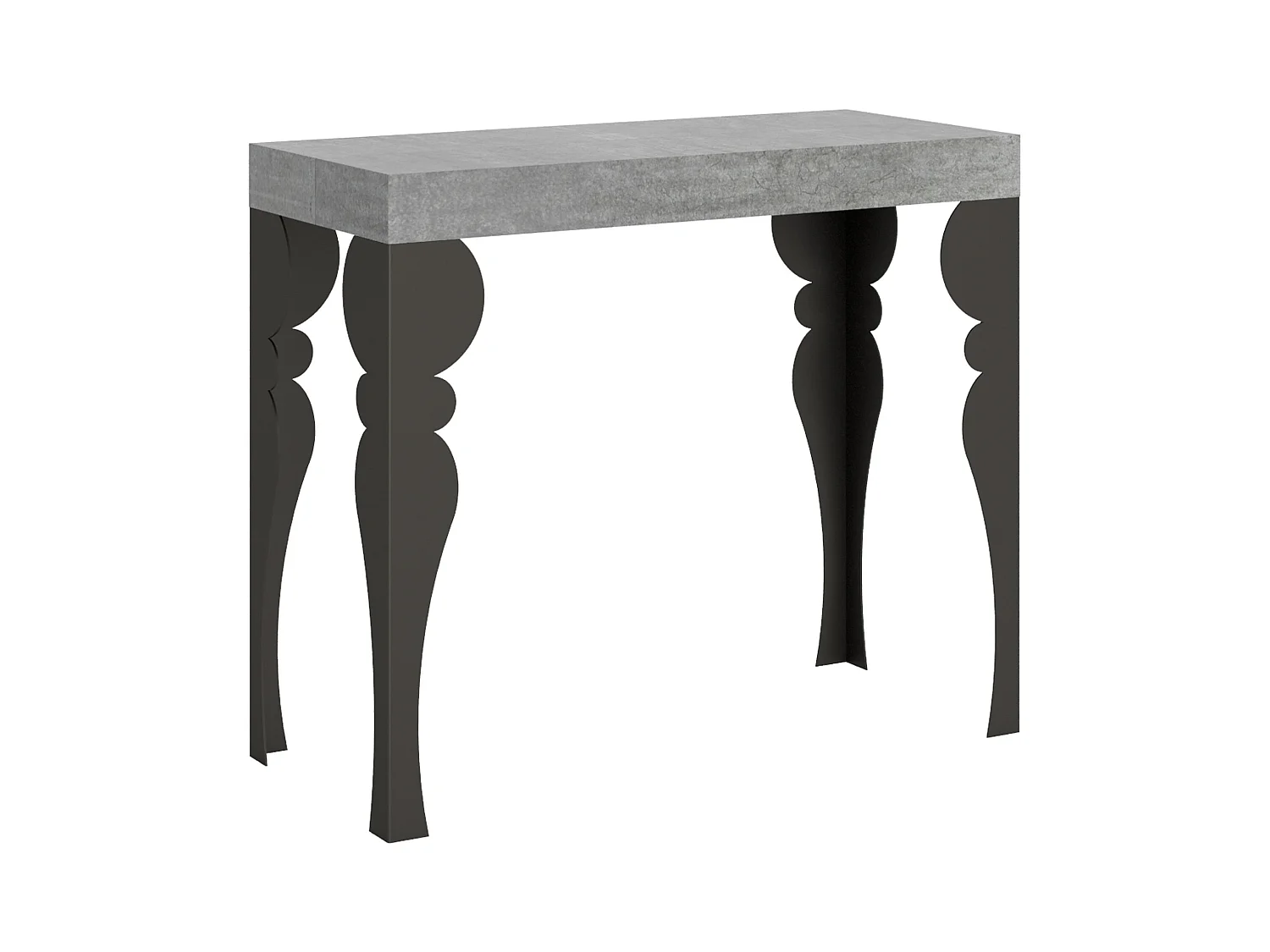 Console extensible 90x40/196 cm Paxon Small Premium Gris Béton cadre Anthracite