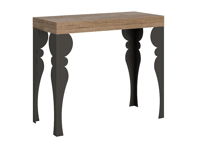 Mesa consola extensível 90x40/300 cm Paxon Carvalho Natural quadro Antracite