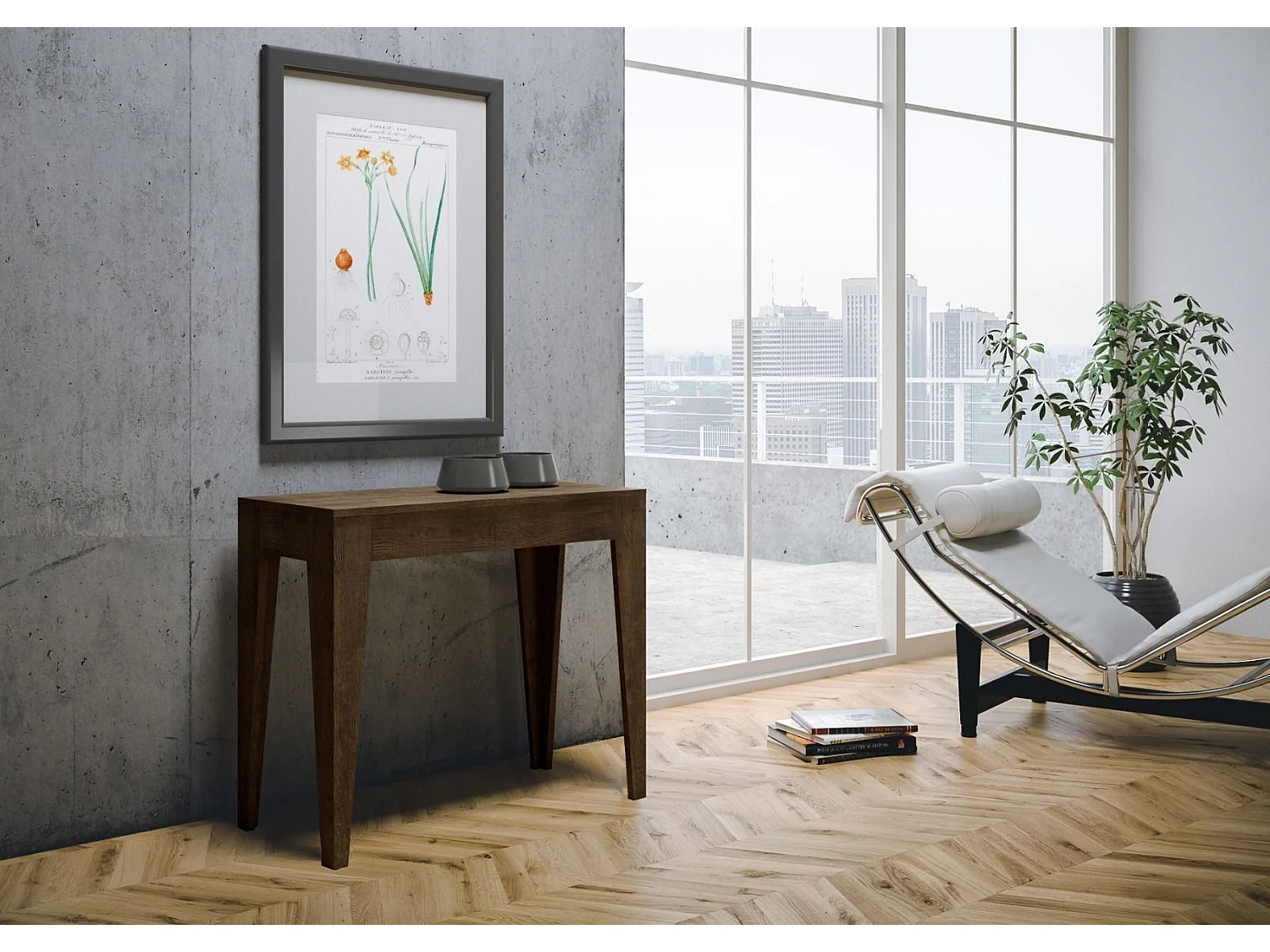 Ausziehbarer Konsolentisch 90x42/198 cm Isotta Small Nussbaum