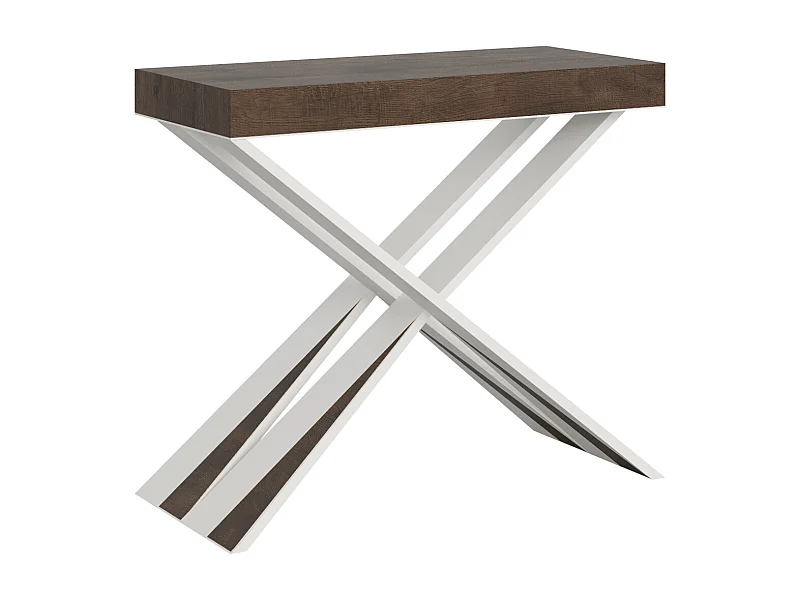 Uitschuifbare sidetable 90x40/196 cm Diago Small walnoot met wit frame