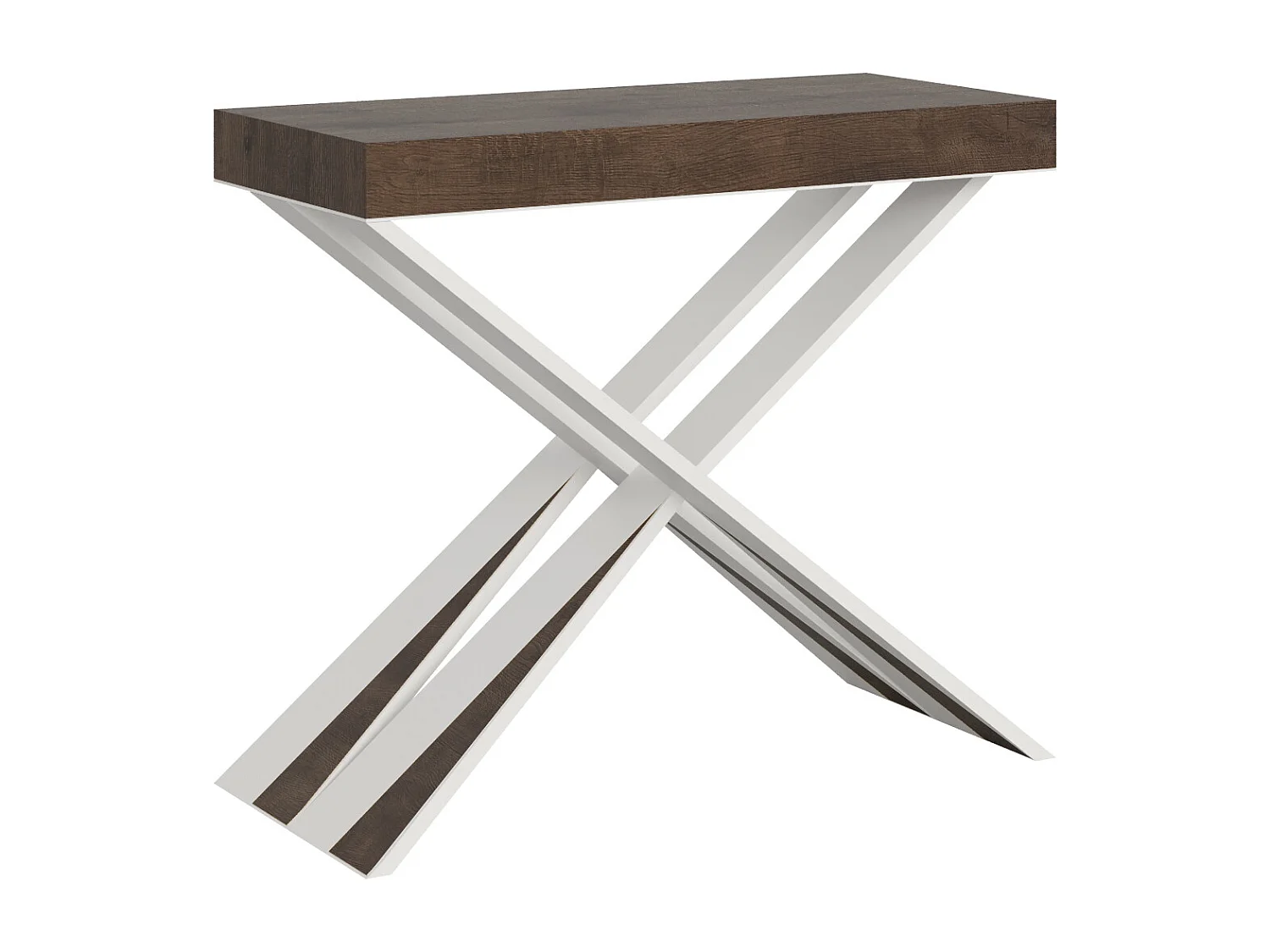 Console extensible 90x40/196 cm Diago Small noyer pieds blancs