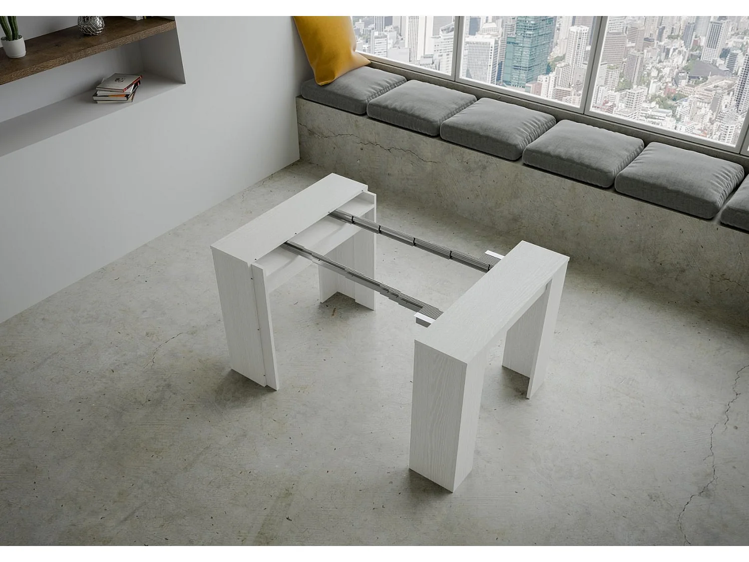 Uitschuifbare sidetable 90x48/204 cm Basic Small eiken wit