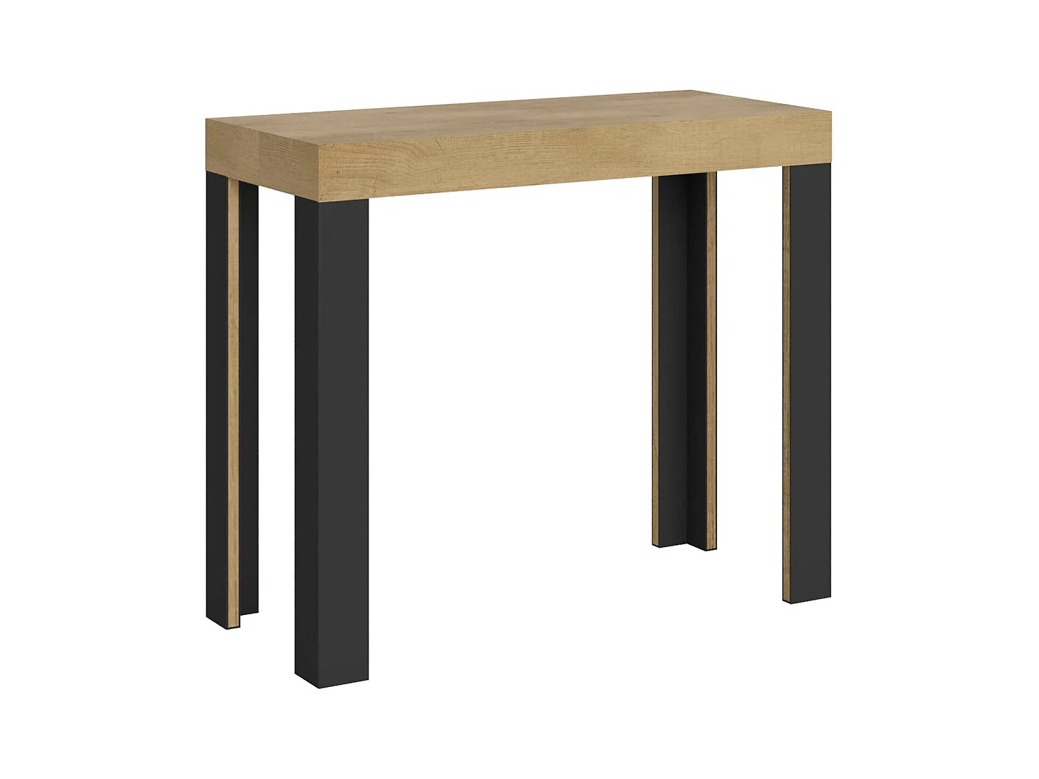 Console extensible 90x40/196 cm Linea Small Chêne Nature cadre Anthracite