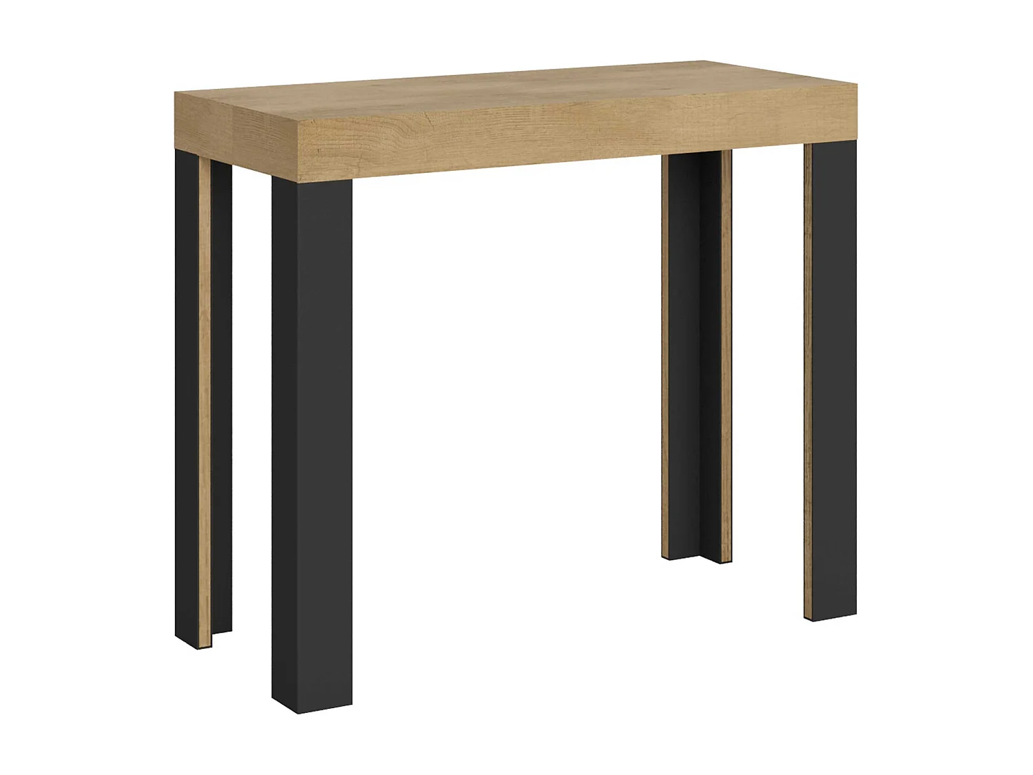 Console extensible 90x40/196 cm Linea Small Chêne Nature cadre Anthracite