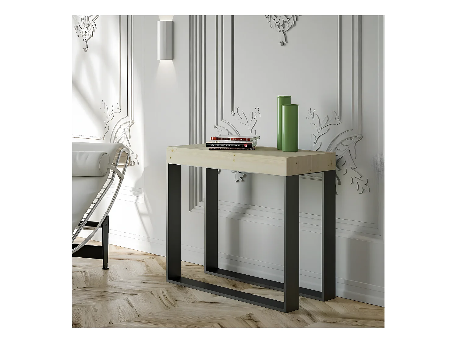 Console Elettra Sapin Nature cadre Anthracite