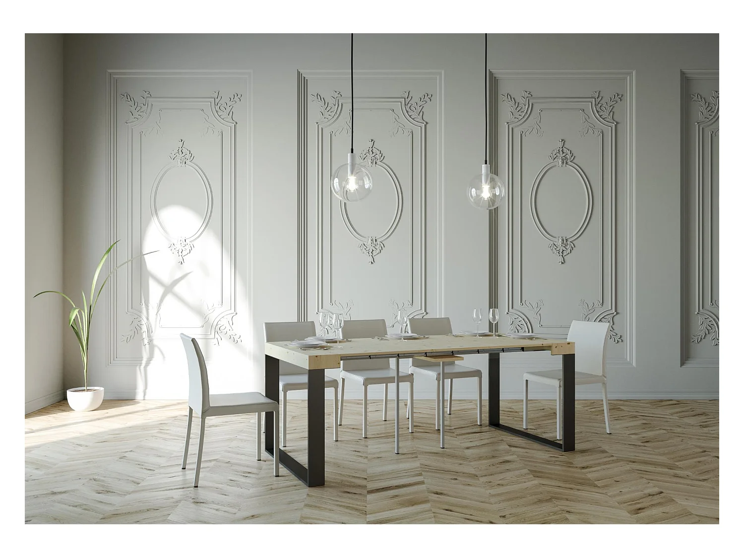 Console Elettra Sapin Nature cadre Anthracite