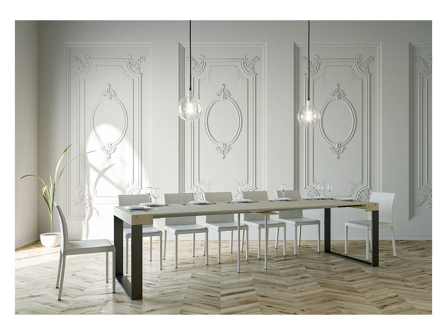 Console Elettra Sapin Nature cadre Anthracite