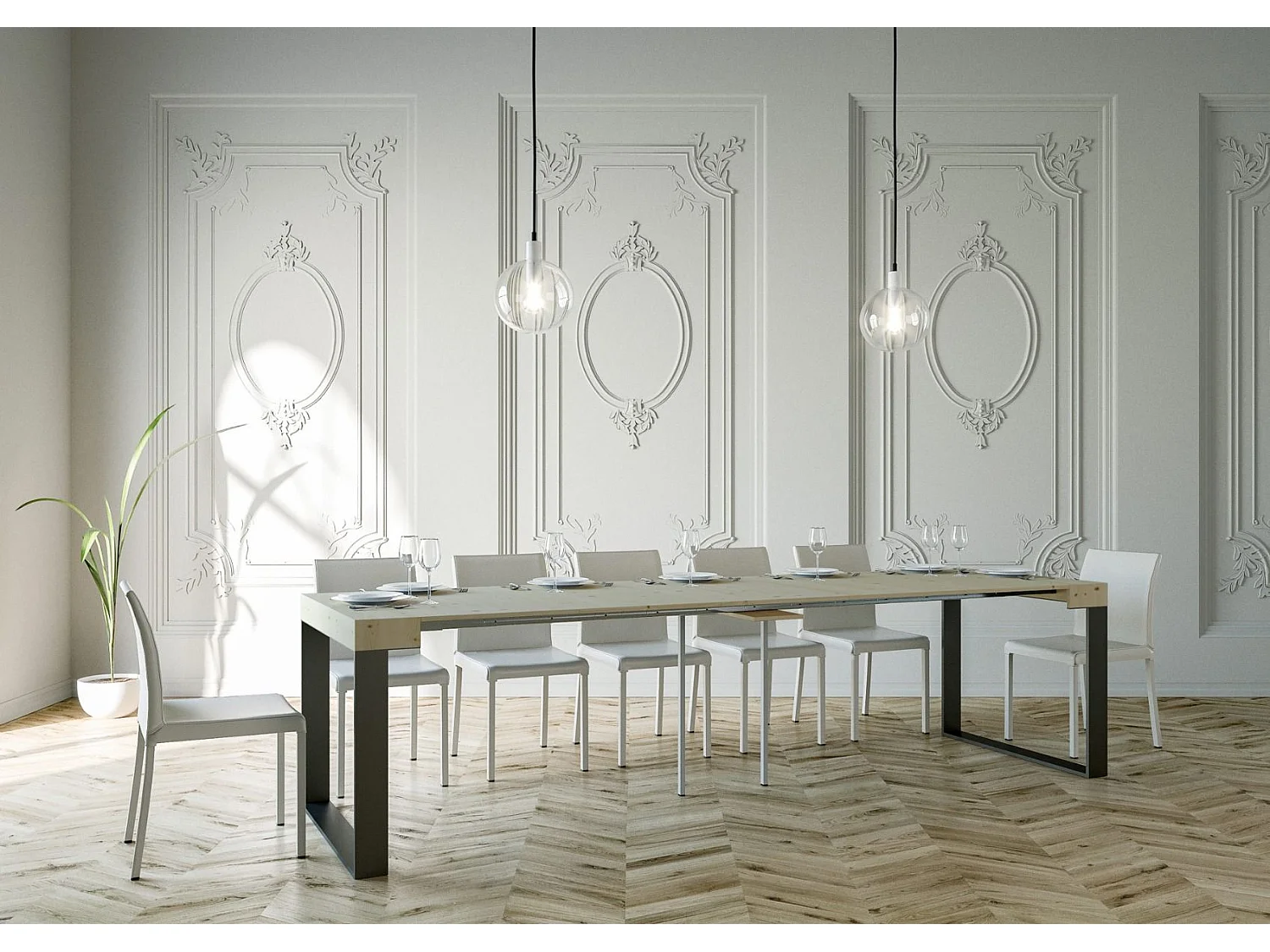 Console Elettra Sapin Nature cadre Anthracite