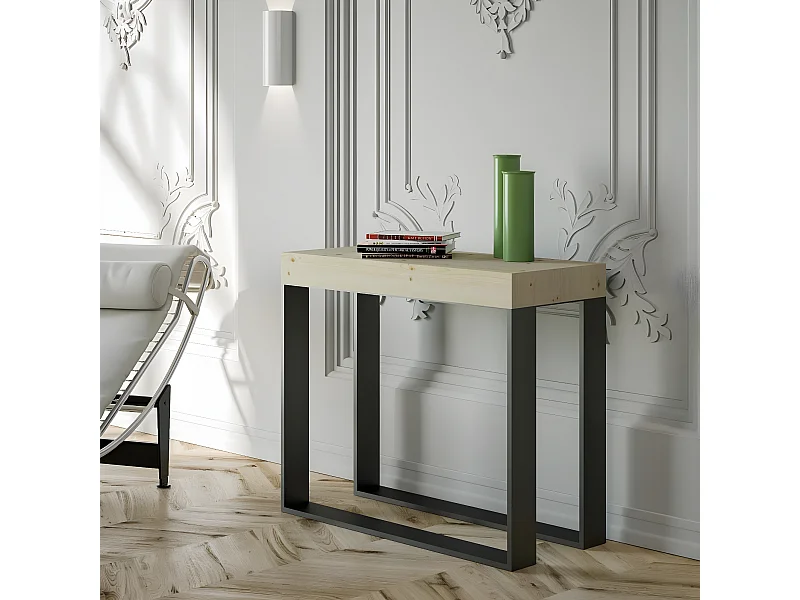 Console Elettra Sapin Nature cadre Anthracite