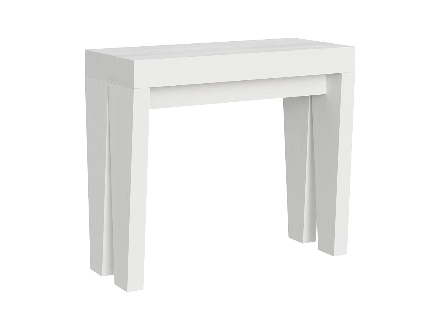 Consola extensible de madera Sambo 90x40/196 o 90x40/300 cm-Color Blanco-Soporte 2 pies-Alargaderas 5 extensiones