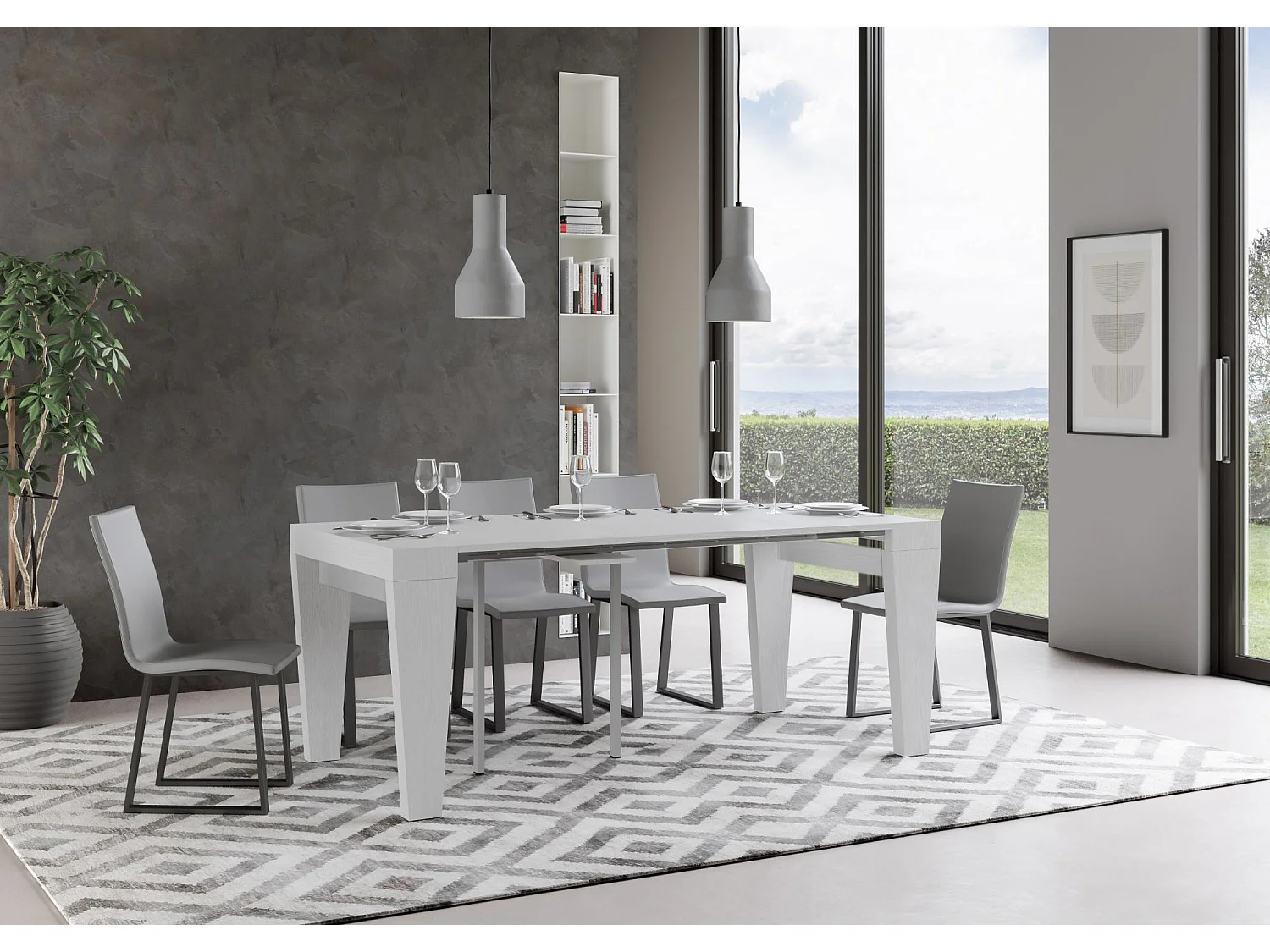 Console extensible 90x40/300 cm Spimbo frêne blanc