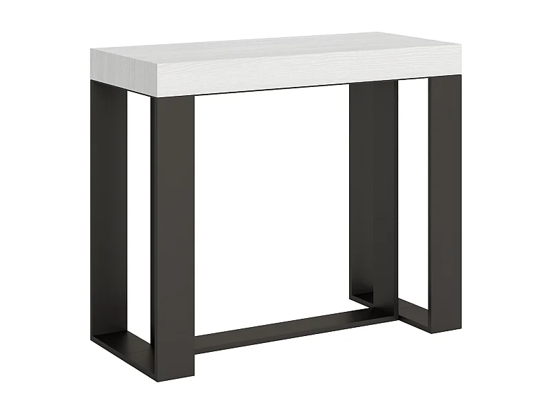 Console extensible 90x40/196 cm Futura Small Frêne Blanc cadre Anthracite
