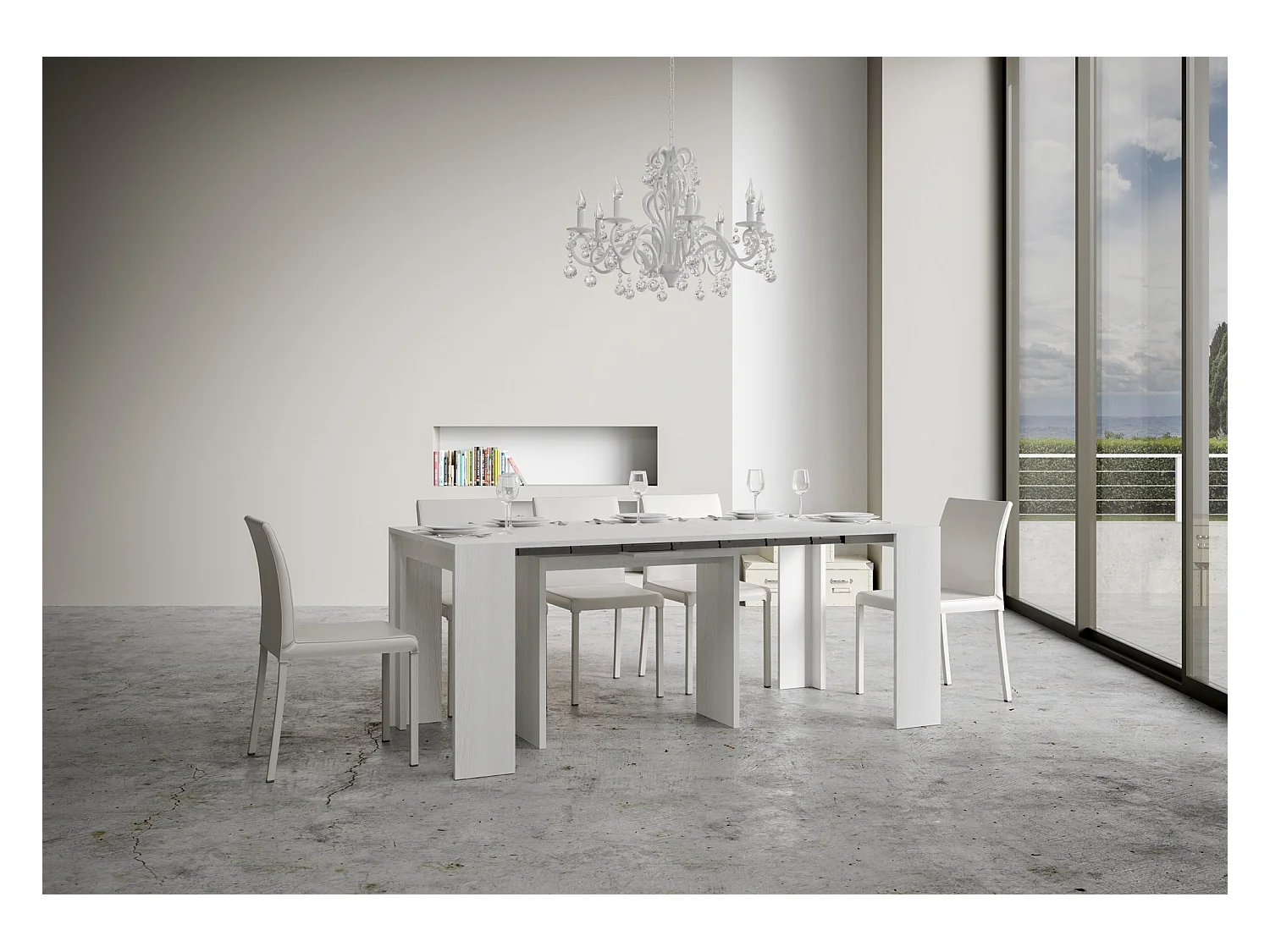 Console extensible 90x42/198 cm Mia Small Frêne Blanc