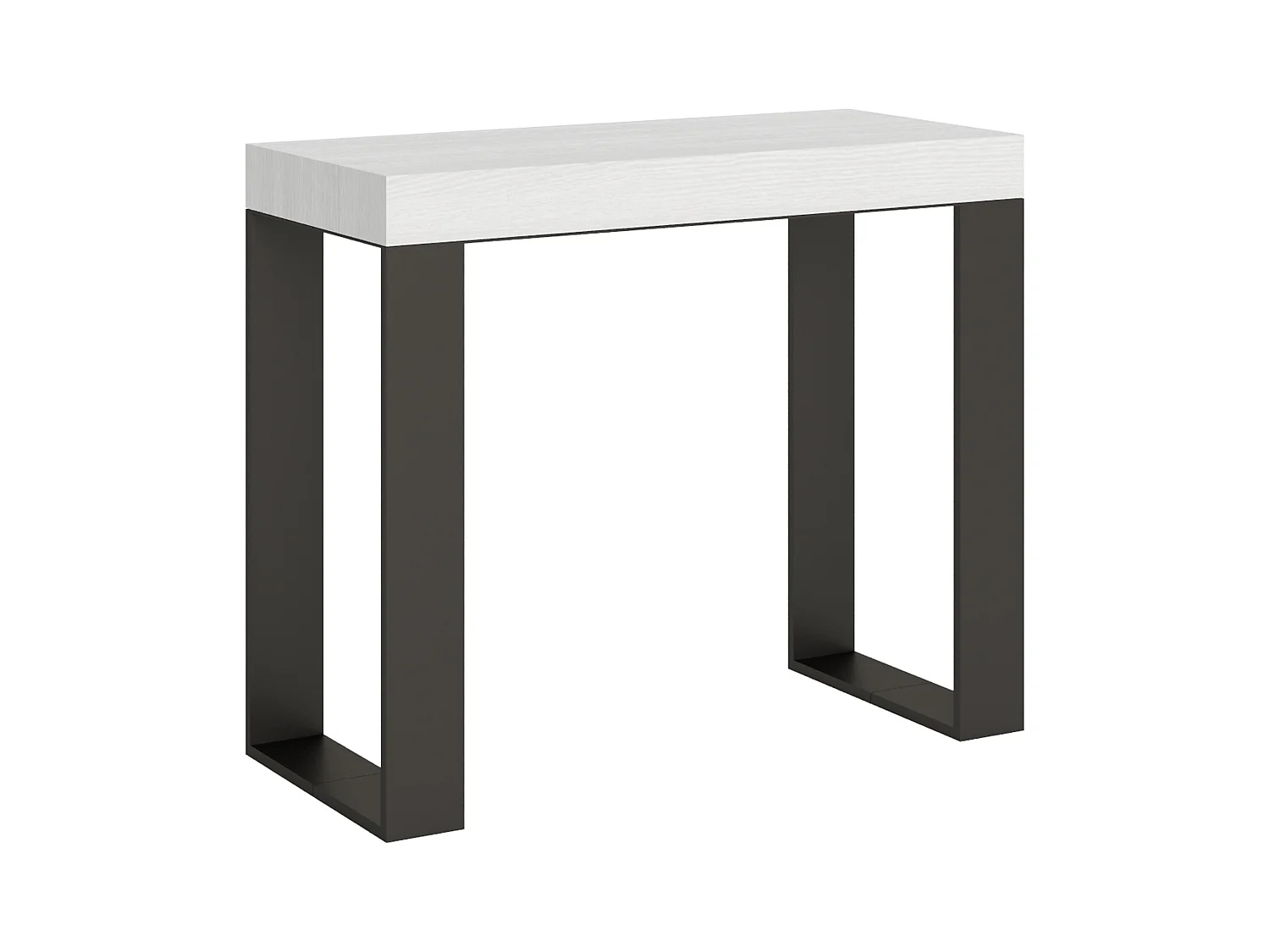 Ausziehbare Konsole 90x40/196 cm Tecno Small Premium White Ash Anthrazitrahmen