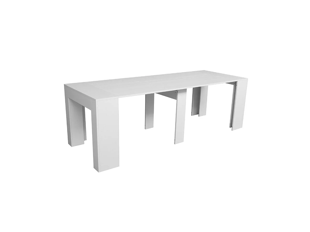Console extensible 90x49/307 cm Extra Frêne Blanc rallonges internes