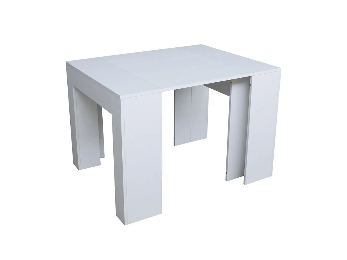Console extensible 90x49/307 cm Extra frêne blanc rallonges internes
