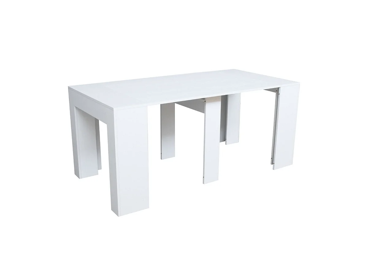 Console extensible 90x49/307 cm Extra frêne blanc rallonges internes