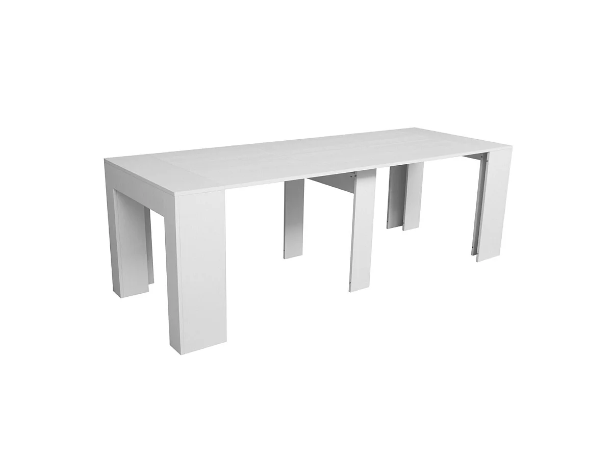 Console extensible 90x49/307 cm Extra frêne blanc rallonges internes