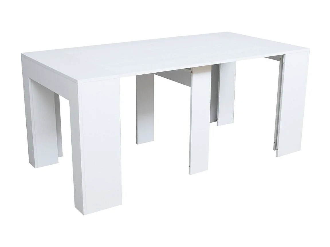 Console extensible 90x49/307 cm Extra frêne blanc rallonges internes