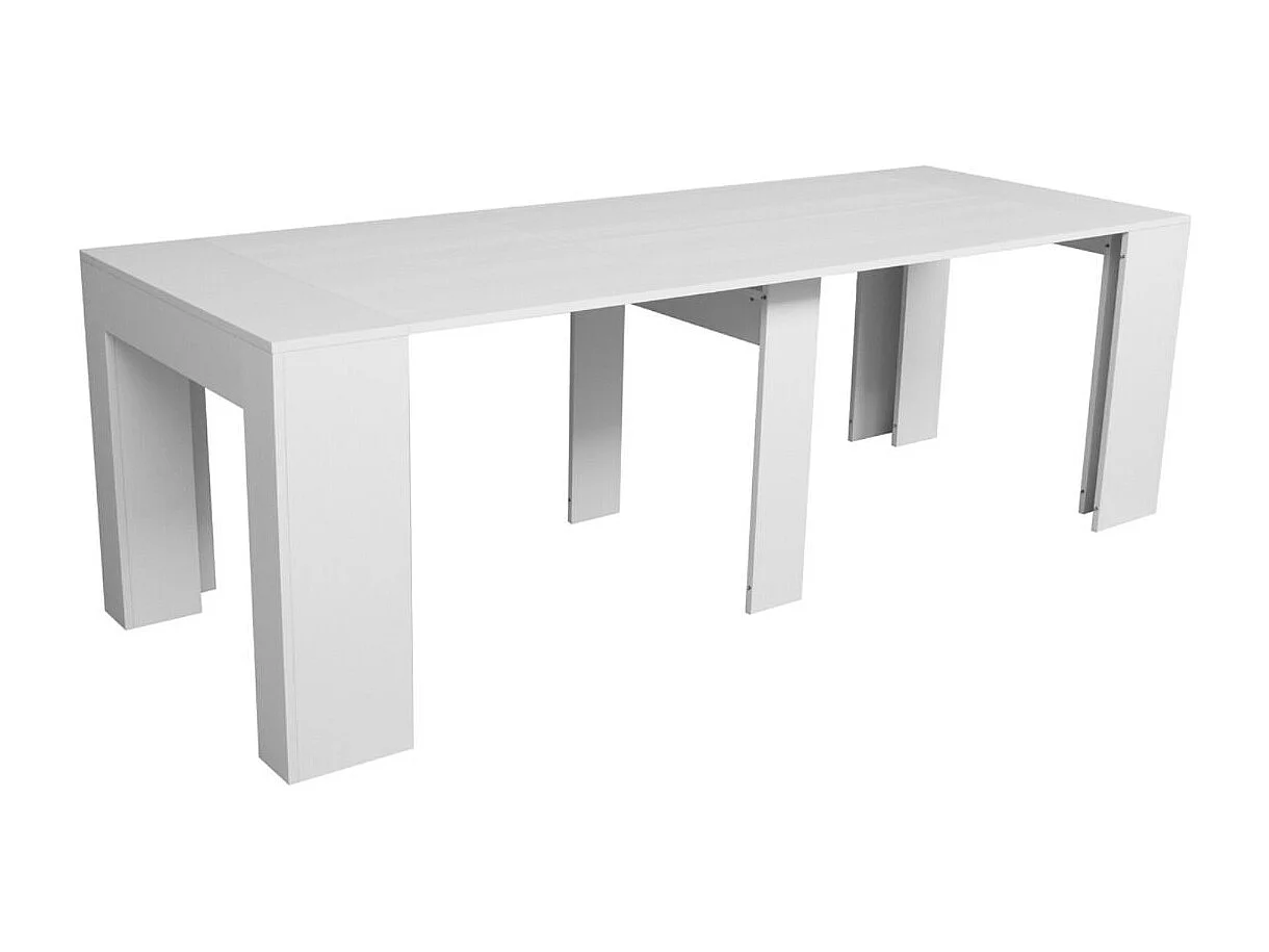 Console extensible 90x49/307 cm Extra frêne blanc rallonges internes