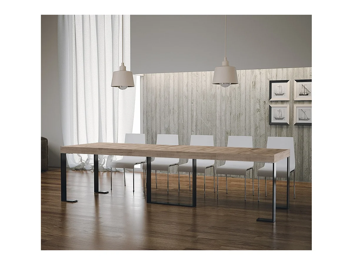 Consola extensible 90x40/300 cm Futura Premium Roble Nature Estructura Antracita