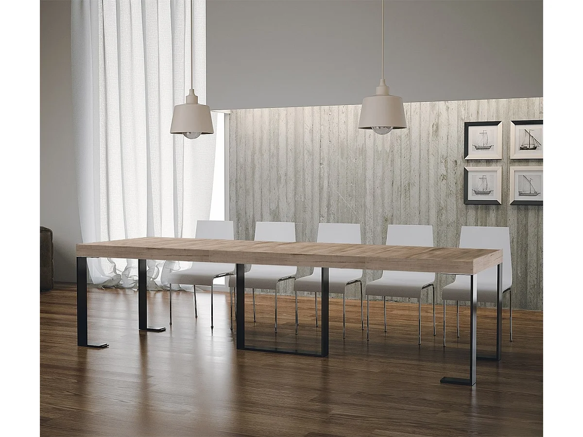 Console extensible 90x40/300 cm Futura Premium Chêne Nature cadre Anthracite