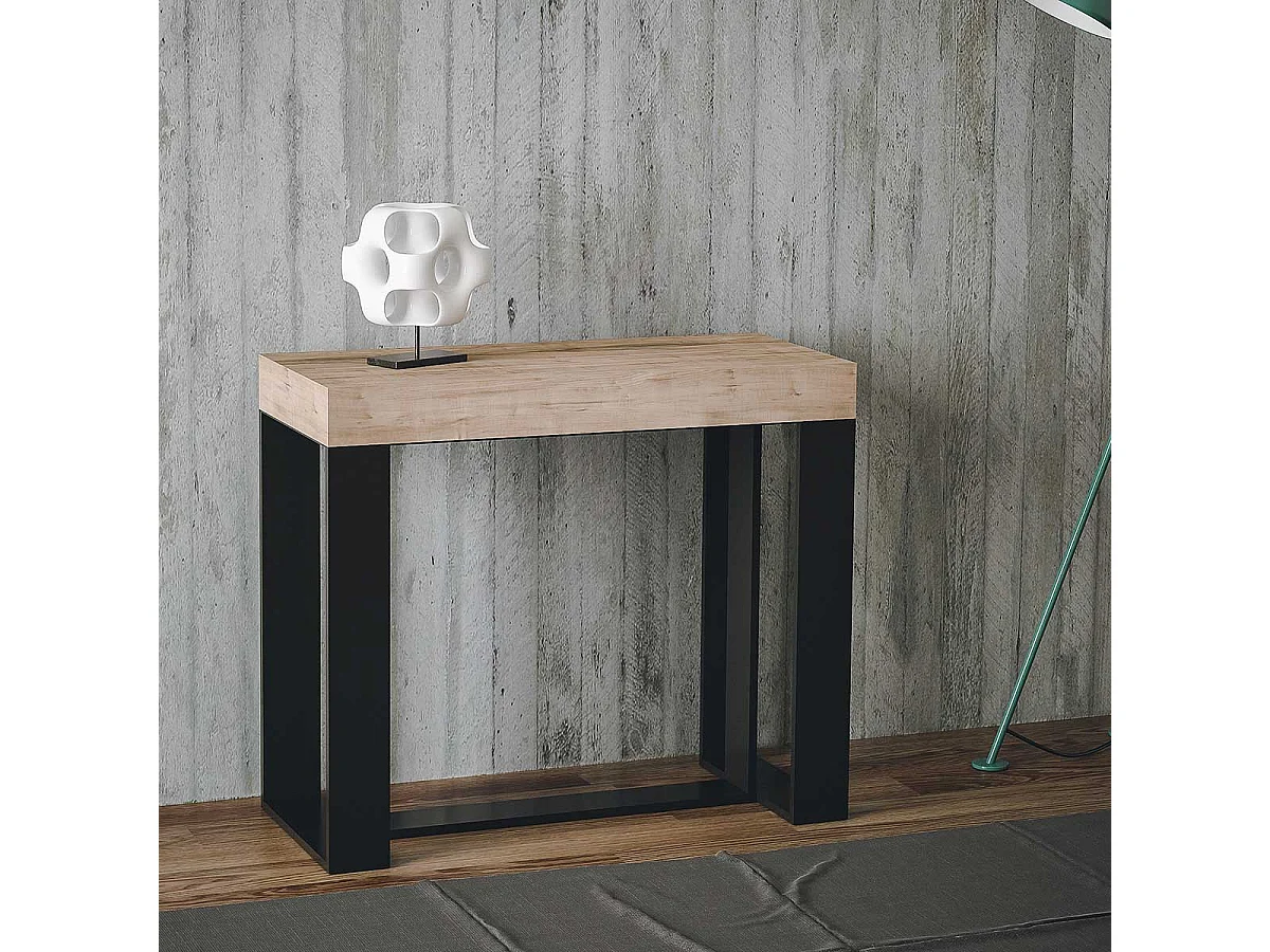 Console extensible 90x40/300 cm Futura Premium Chêne Nature cadre Anthracite