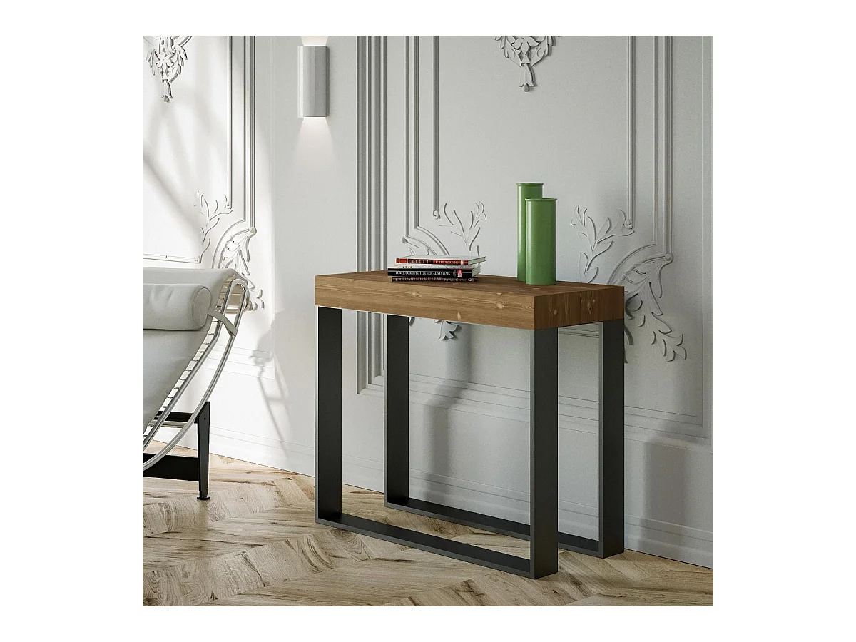 Console Extensible 90x40/290 cm Elettra Sapin Teinté cadre Anthracite
