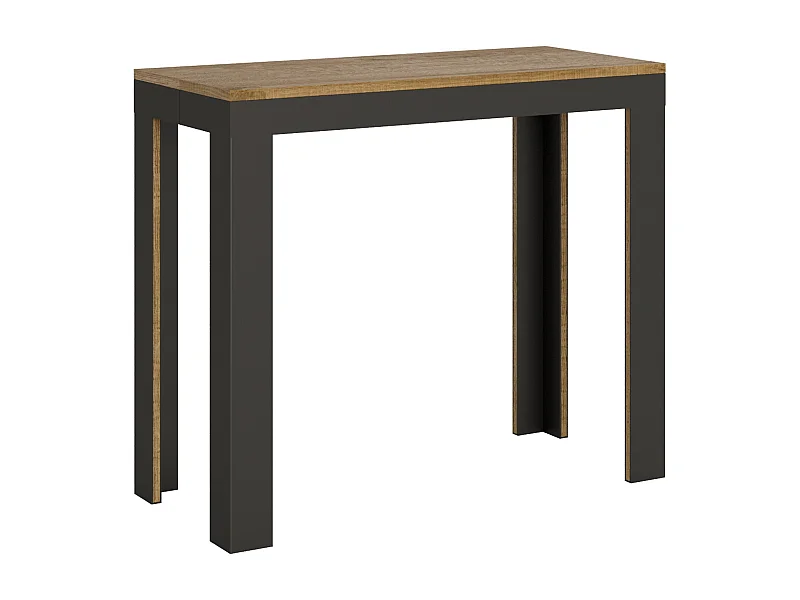 Uitschuifbare sidetable 90x40/300 cm Linea Evolution natuur eiken met antraciet frame