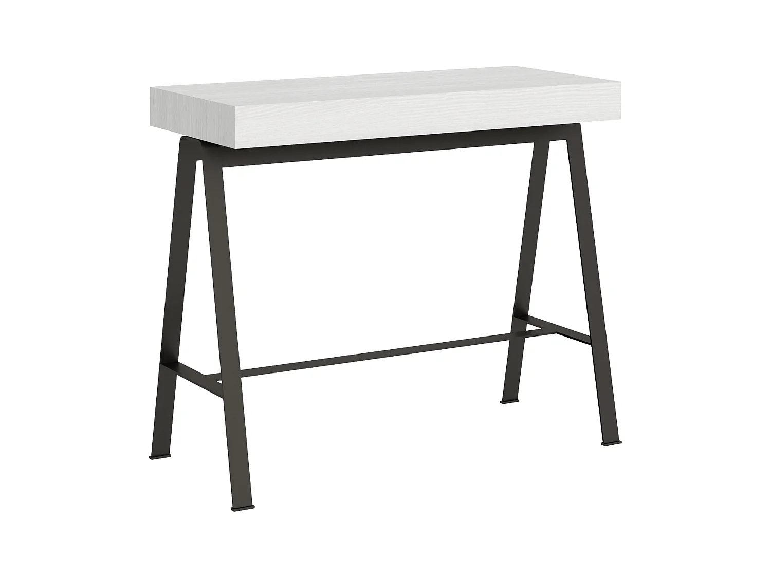 Console extensible 90x40/196 cm Banco Small Frêne Blanc cadre Anthracite