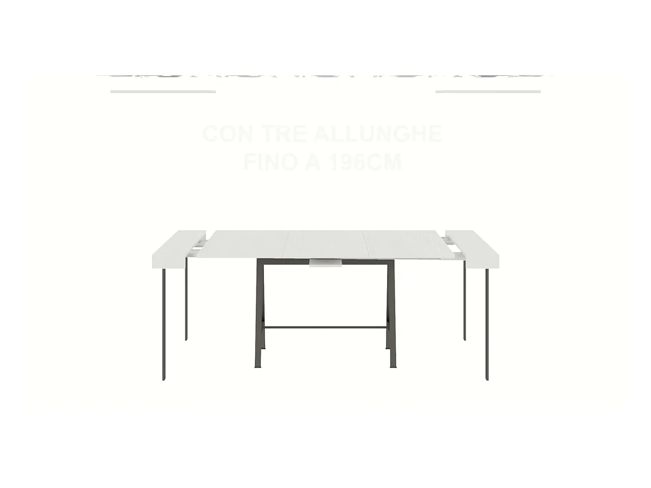 Console extensible 90x40/196 cm Banco Small Frêne Blanc cadre Anthracite