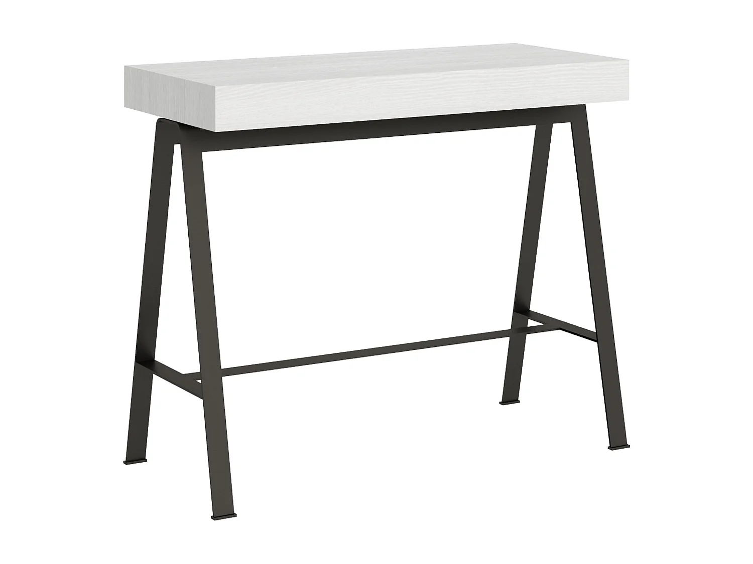 Console extensible 90x40/196 cm Banco Small Frêne Blanc cadre Anthracite