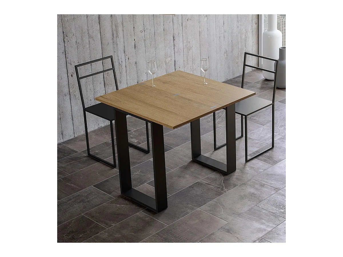 Uitklapbare sidetable 90x45/90 cm Tecno Libra natuur eiken met antraciet frame
