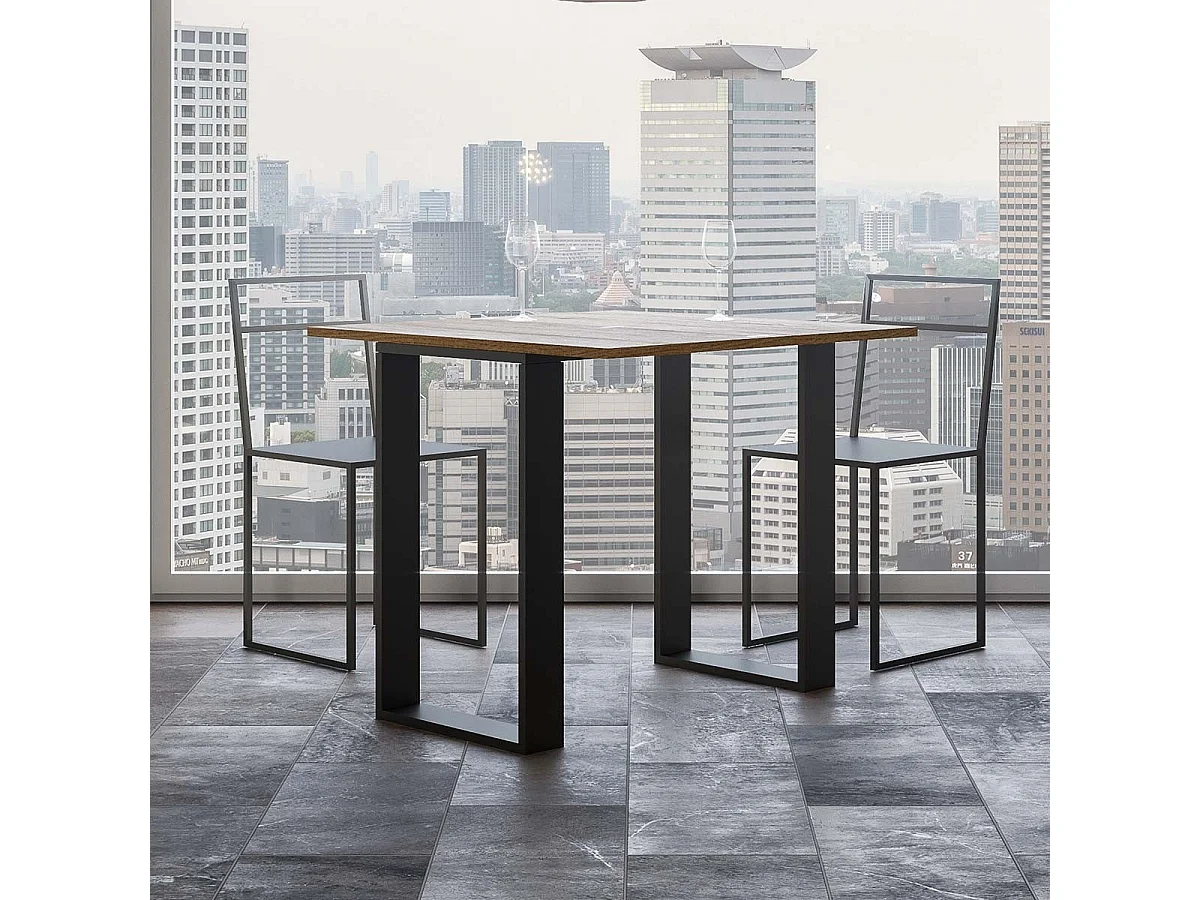 Klappbarer Konsolentisch 90x45/90 cm Tecno Libra Eiche Natur mit Eisenrahmen aus Anthrazit