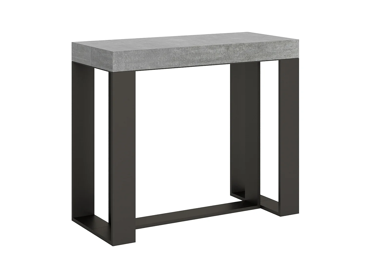Uitschuifbare sidetable 90x40/300 cm Futura cement met antraciet frame