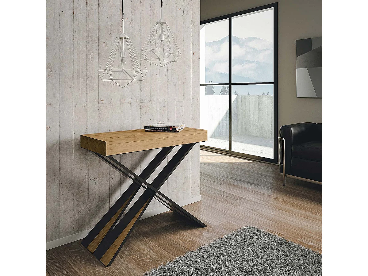 Consola extensible 90x40/300 cm Diago roble natural estructura antracita