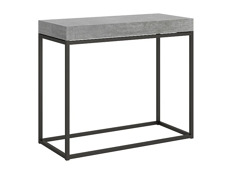 Console extensible 90x40/196 cm Nordica Small Gris Béton cadre Anthracite
