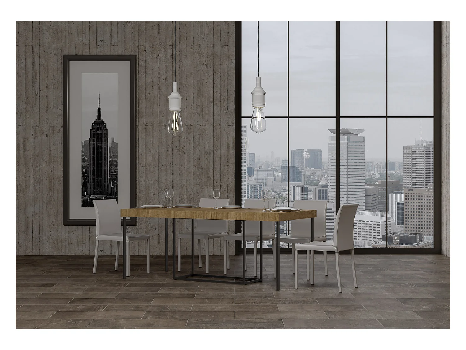 Konsola rozkładana 90x40/196 cm Nordica Mały Dąb Premium Natural Struktura Antracyt