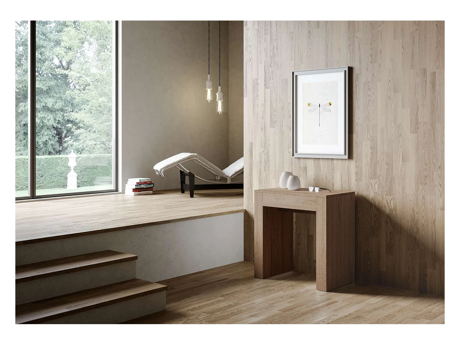 Consola extensible de madera Alina 78x47/299 cm-Color Natural