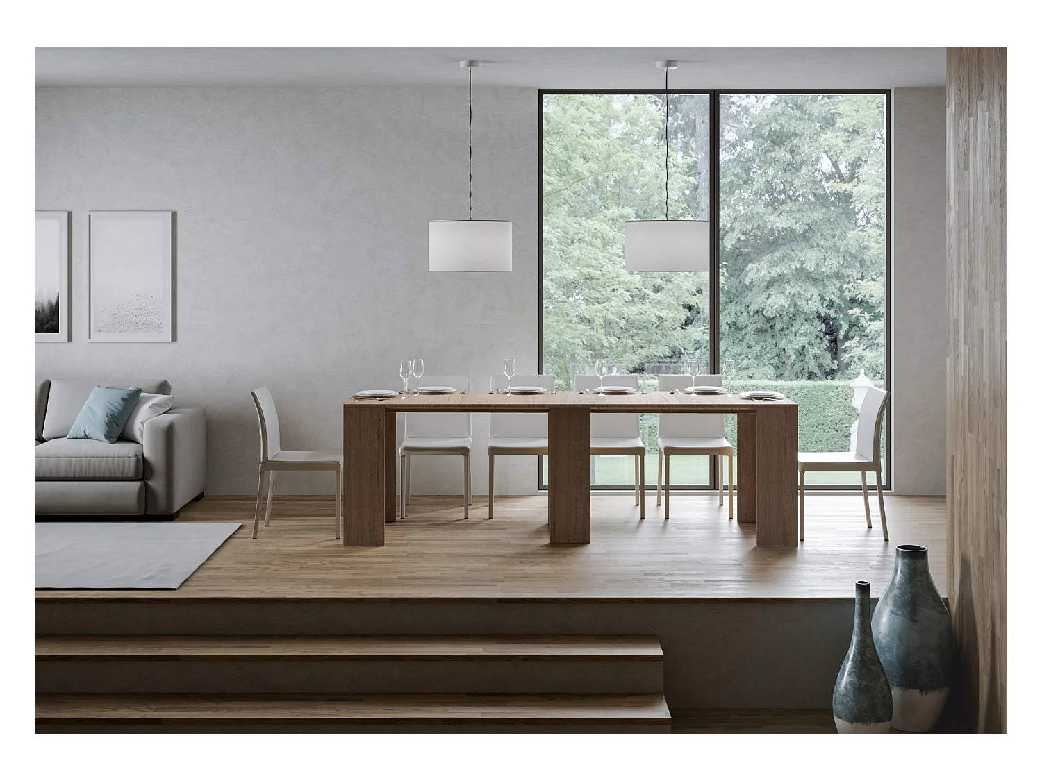 Consola extensible de madera Alina 78x47/299 cm-Color Natural