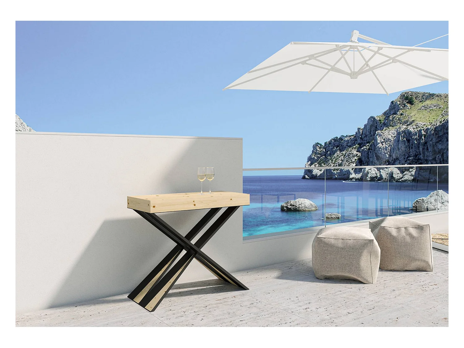 Console Lilla Sapin Nature cadre Anthracite